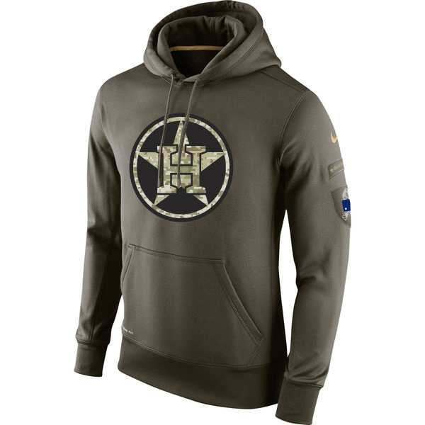 MLB Men Houston Astros Nike Olive Salute To Service KO Performance Hoodie Green->cleveland indians->MLB Jersey